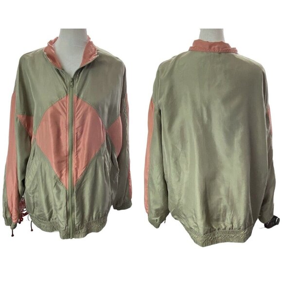 SILK EXCHANGE Women Jacket Size L Multicolor Lightweight Zip Front Long Sleeve - Picture 1 of 15